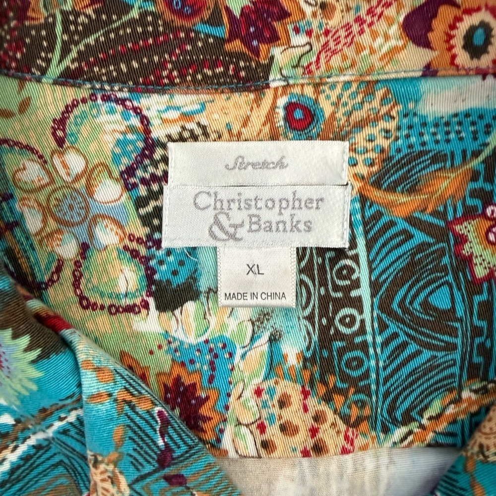 Christopher & Banks Boho Patchwork Jacket XL Crop… - image 2